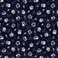 Traditional Indigo AP 1310-59, Scattered Owls, by Cosmo Textiles, sold by the half-yard