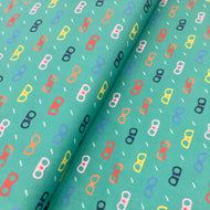 Super Dino's Masks on Teal for Paintbrush Studio, sold by the half-yard