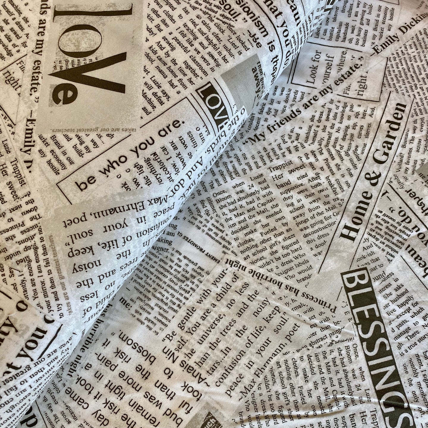 Blessings Newsprint by Carrie Bloomston for Windham Fabrics, 108