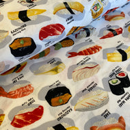 Sushi Fabric on white by Robert Kaufman, sold by half-yard