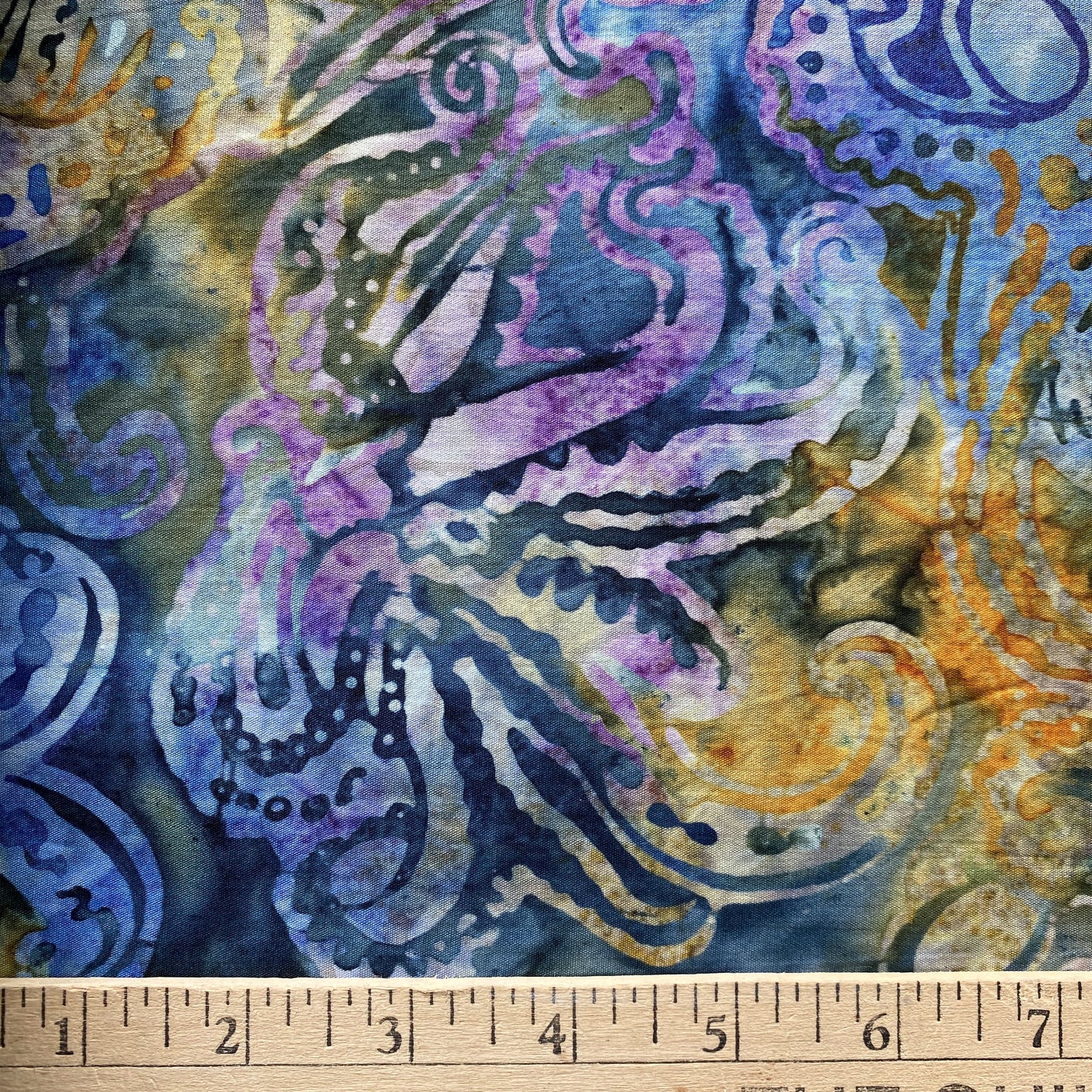 Octopus on Multi, Batik by Michael Miller, sold by the half-yard