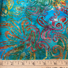 Load image into Gallery viewer, Octopus on Multi, Batik by Michael Miller, sold by the half-yard
