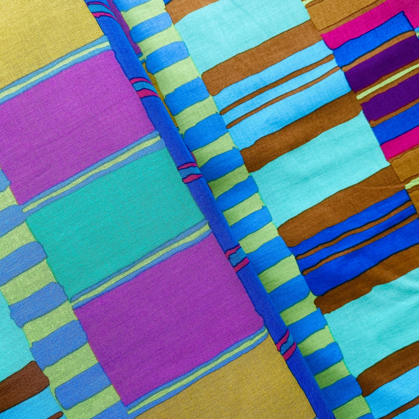 Layered Stripe in Blue by Kaffe Fassett for Free Spirit Fabrics, sold by the half-yard