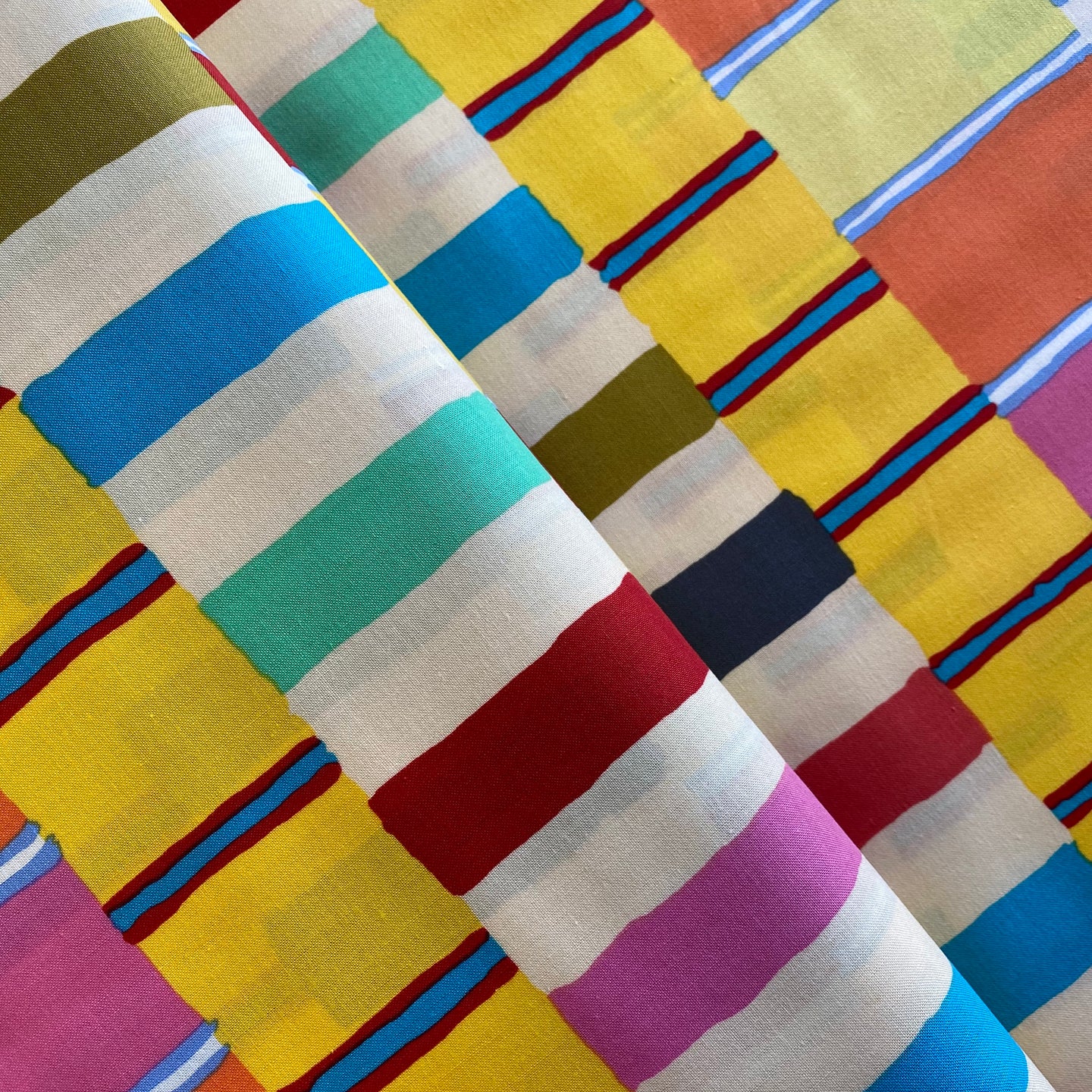 Layered Stripe in Yellow by Kaffe Fassett for Free Spirit Fabrics, sold by the half-yard