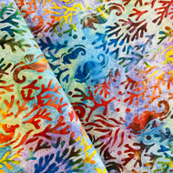 Seahorse Batik on Multi, Batik by Robert Kaufman, sold by the half-yard