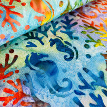 Load image into Gallery viewer, Seahorse Batik on Multi, Batik by Robert Kaufman, sold by the half-yard
