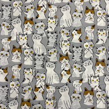 Load image into Gallery viewer, Sevenberry Animal Club - Cats on Grey for Robert Kaufman, sold by the half-yard
