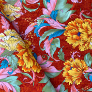Dianthus Floral Red for Paintbrush Studio, sold by the half-yard