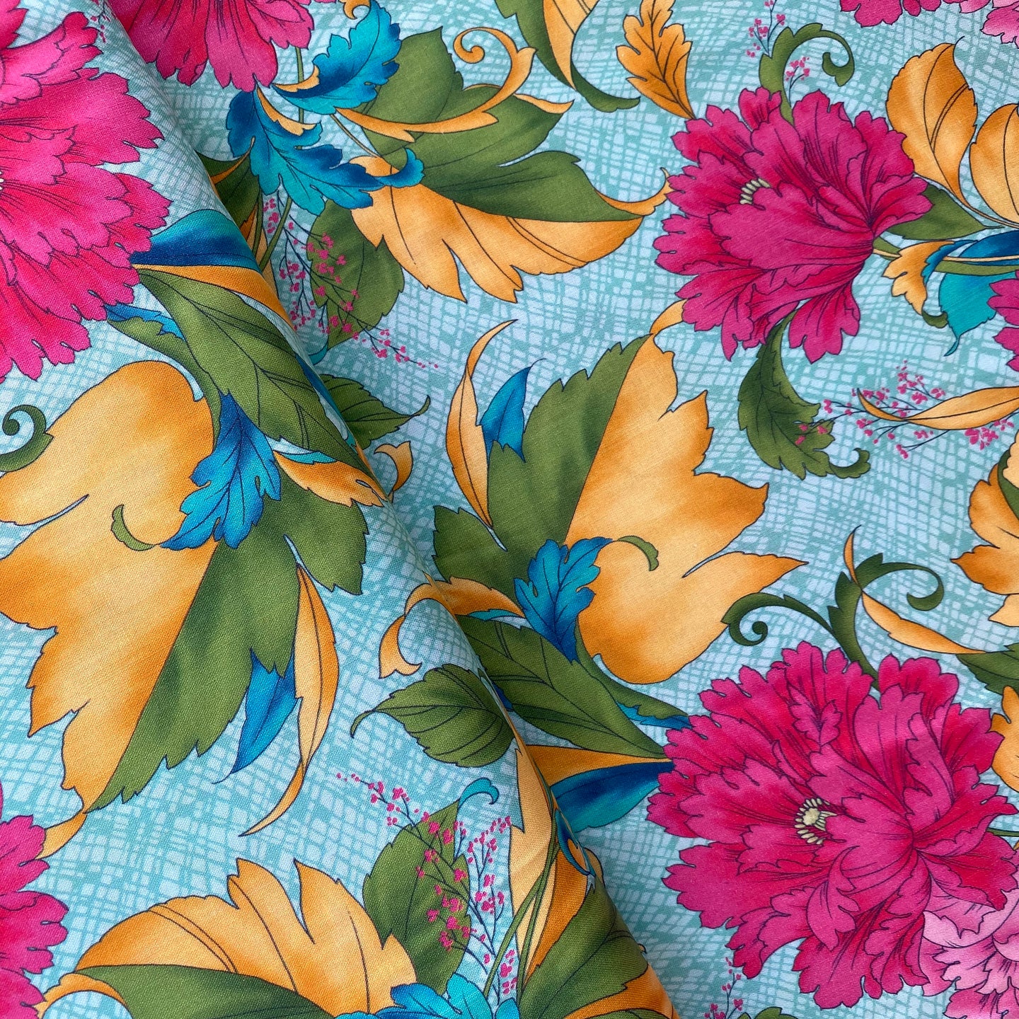 Dianthus Floral Turquoise for Paintbrush Studio, sold by the half-yard