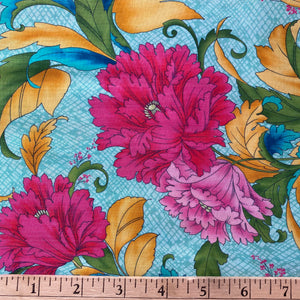 Dianthus Floral Turquoise for Paintbrush Studio, sold by the half-yard