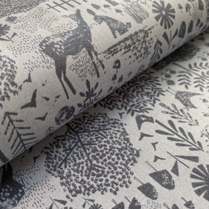 Flora and Fauna on Slate by Dear Stella, sold by the half-yard