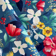Fresh Meadow in Denim by Clothworks, sold by the half-yard