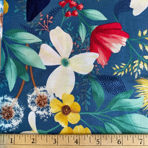 Fresh Meadow in Denim by Clothworks, sold by the half-yard