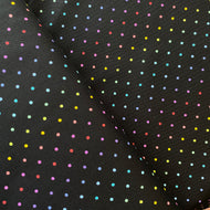 Rainbow Sprinkles on Black by Andover, sold by the half-yard