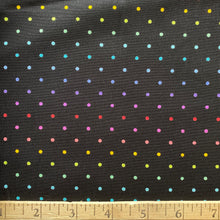 Load image into Gallery viewer, Rainbow Sprinkles on Black by Andover, sold by the half-yard

