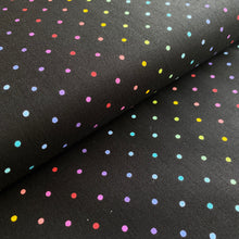 Load image into Gallery viewer, Rainbow Sprinkles on Black by Andover, sold by the half-yard
