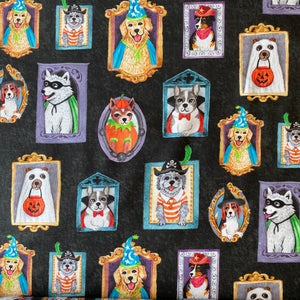 Canine Court on Black by Michael Miller Fabrics, sold by the half-yard