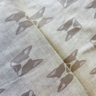 Cats & Dogs in Faded Taupe by Sarah Golden for Andover, sold by the half-yard
