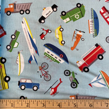 Load image into Gallery viewer, Things That Go in Aqua, for Clothworks, sold by the half-yard
