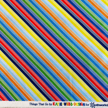 Load image into Gallery viewer, Things That Go Stripes, for Clothworks, sold by the half-yard
