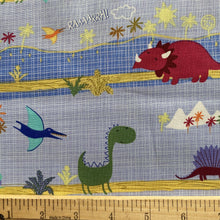Load image into Gallery viewer, Dinosaur Park on Blue by Michael Miller Fabrics, sold by the half-yard
