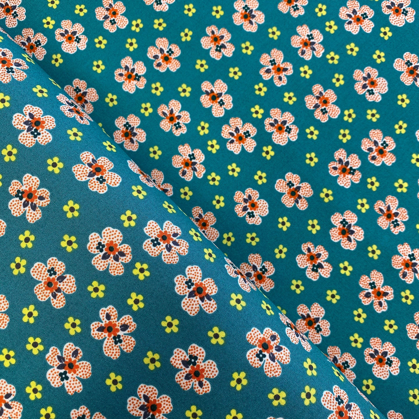 Flower Girl in Teal, Washington Post by Denyse Schmidt for Freespirit Fabrics, sold by the half-yard