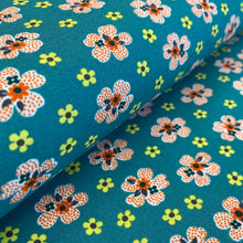 Load image into Gallery viewer, Flower Girl in Teal, Washington Post by Denyse Schmidt for Freespirit Fabrics, sold by the half-yard
