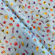 Flower Talk in Blue for Clothworks, sold by the half-yard