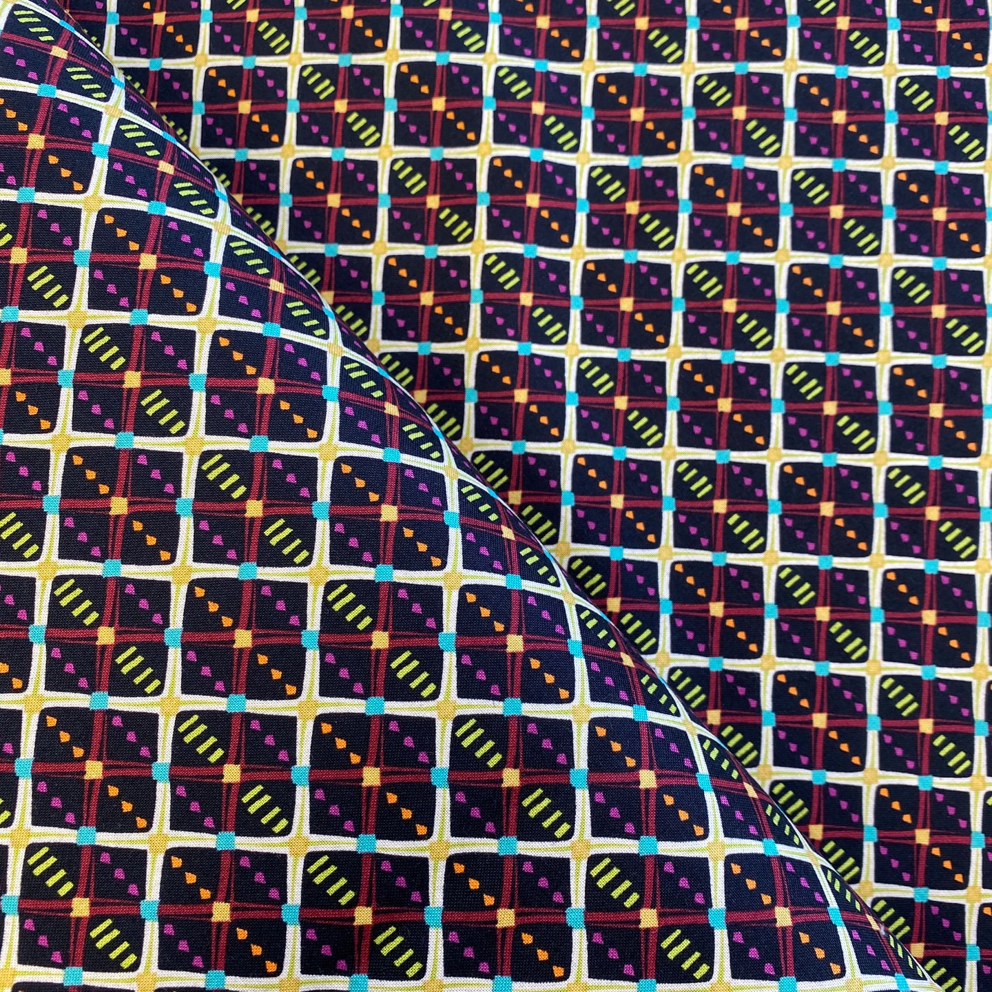 Chain Link Check in Vibrant, Horizons, by Kathy Doughty for Freespirit Fabrics, sold by the half-yard