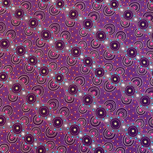 Bush Dreamings of Utopia in Purple, by tanya Price for M&S Textiles, sold by the half-yard