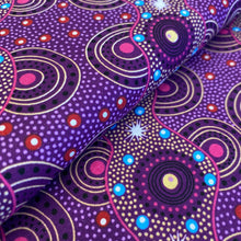 Load image into Gallery viewer, Bush Dreamings of Utopia in Purple, by tanya Price for M&amp;S Textiles, sold by the half-yard
