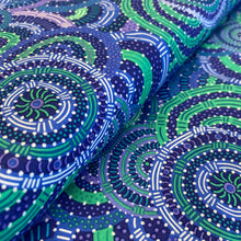 Load image into Gallery viewer, Women&#39;s Body Dreaming in Blue, by Cindy Wallace for M&amp;S Textiles, sold by the half-yard
