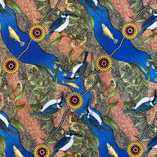 Load image into Gallery viewer, Kingfisher Camp by River in Ecru, by Nambooka for M&amp;S Textiles, sold by the half-yard
