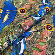 Load image into Gallery viewer, Kingfisher Camp by River in Ecru, by Nambooka for M&amp;S Textiles, sold by the half-yard

