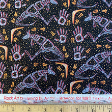 Load image into Gallery viewer, Rock Art Dreaming Black, by Andrew Braedon for M&amp;S Textiles, sold by the half-yard
