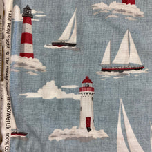 Load image into Gallery viewer, Lighthouses and Tall Ships, the Henley Studio for Makower UK, sold by the half-yard
