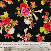 Load image into Gallery viewer, Skulls and Roses by Michael Miller Fabrics, sold by the half-yard
