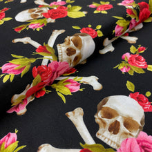 Load image into Gallery viewer, Skulls and Roses by Michael Miller Fabrics, sold by the half-yard
