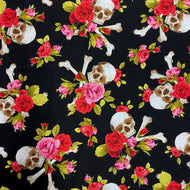 Skulls and Roses by Michael Miller Fabrics, sold by the half-yard