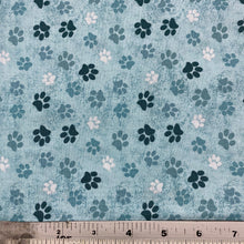 Load image into Gallery viewer, Paw Prints, Dog Wisdom on Light Teal by Wilmington Prints, sold by the half-yard
