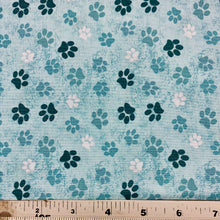 Load image into Gallery viewer, Paw Prints, Dog Wisdom on Light Teal by Wilmington Prints, sold by the half-yard
