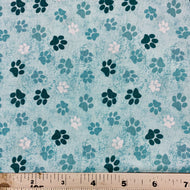 Paw Prints, Dog Wisdom on Light Teal by Wilmington Prints, sold by the half-yard