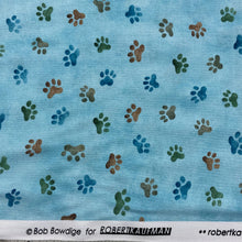 Load image into Gallery viewer, Paw Prints, Whiskers &amp; Tails on Light Blue by Robert Kaufman, sold by the half-yard

