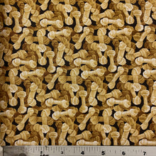 Load image into Gallery viewer, Rawhide Dog Bones on Black by Paintbrush Studios, sold by the half-yard

