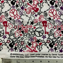 Load image into Gallery viewer, Skelanimals, Scribble Multi on White by David Textiles Inc., sold by the half-yard
