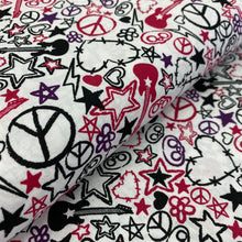 Load image into Gallery viewer, Skelanimals, Scribble Multi on White by David Textiles Inc., sold by the half-yard
