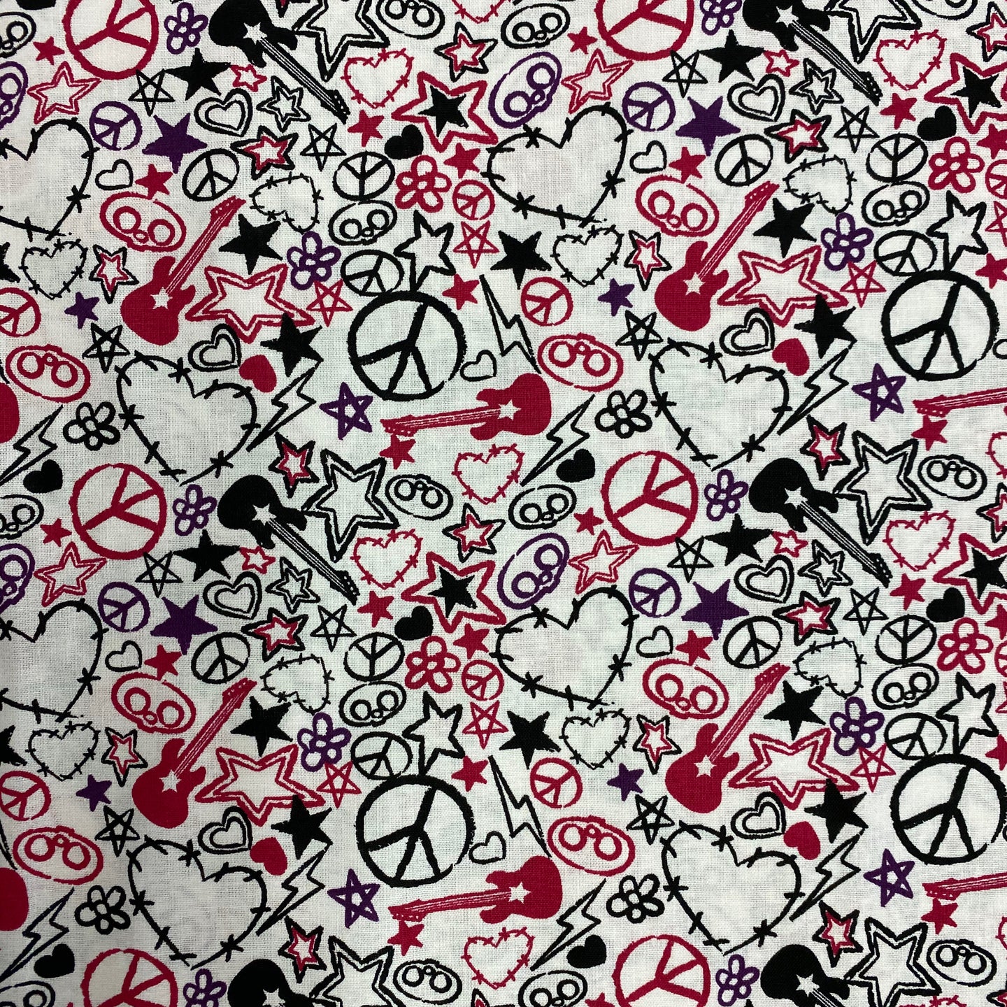 Skelanimals, Scribble Multi on White by David Textiles Inc., sold by the half-yard