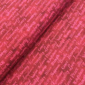 Good Vibes Dark Red Text Y3121-83 by Clothworks, sold by the half-yard