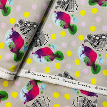 Load image into Gallery viewer, Sas and Yosh Birdies on Gray, Heavy Weight Cotton/Linen Blend, by Kokka, sold by the half yard
