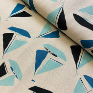 Tidal Wave, Sailboats on Natural, Heavy Weight Cotton/Linen Blend, by Andover, sold by the half yard